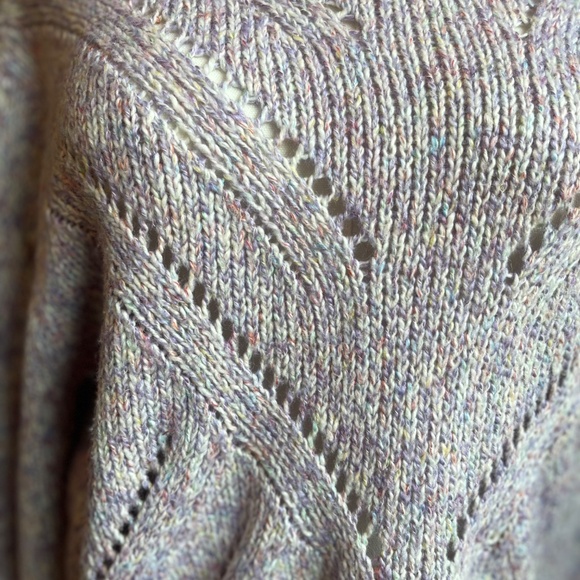Line The Label Cotton Blend Uma Open Knit Marled Purple Pointelle Sweater Sz S - Picture 2 of 14